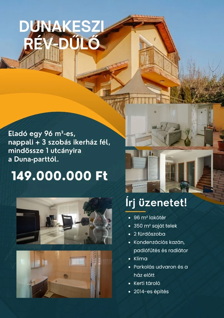 Eladó ikerház Dunakeszi Pihenő utca