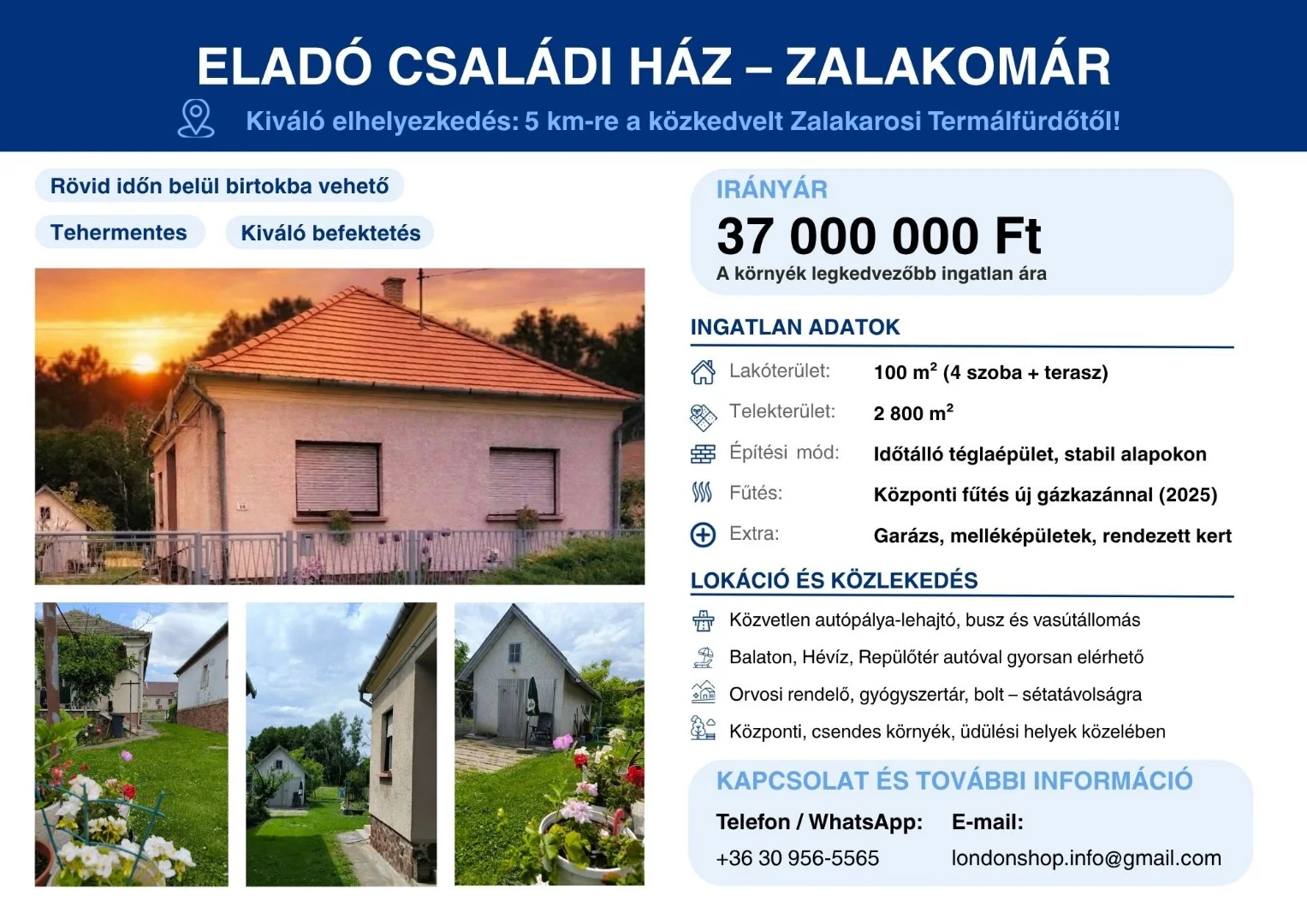 Eladó családi ház Zalakomár Árpád utca