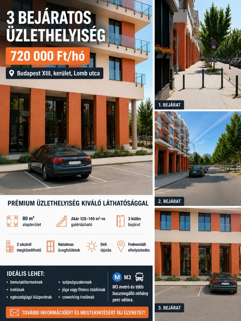 Kiadó üzlet iroda / üzlet / kereskedelmi / szolgáltató Budapest 13. ker. Lomb utca