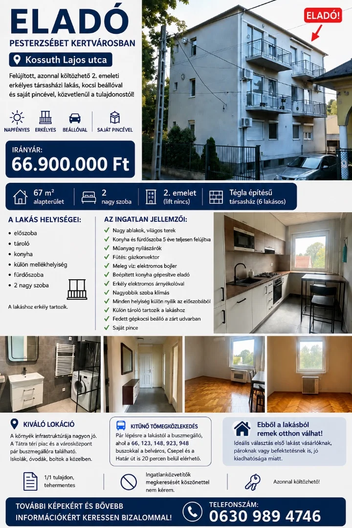 Eladó tégla lakás Budapest 20. ker. Kossuth Lajos utca - Kép 9
