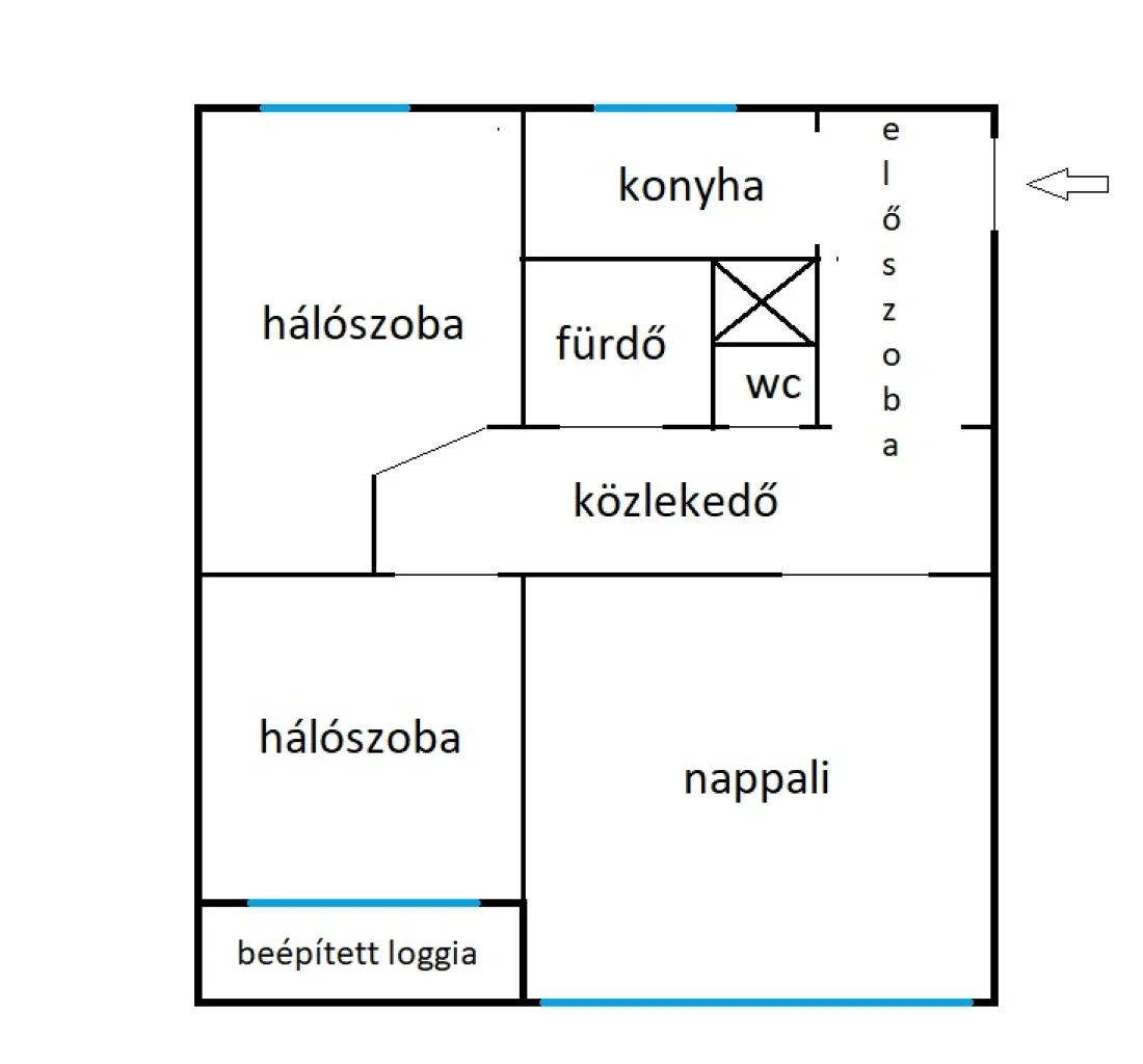 Eladó panel lakás Budapest 10. ker.en alaprajz