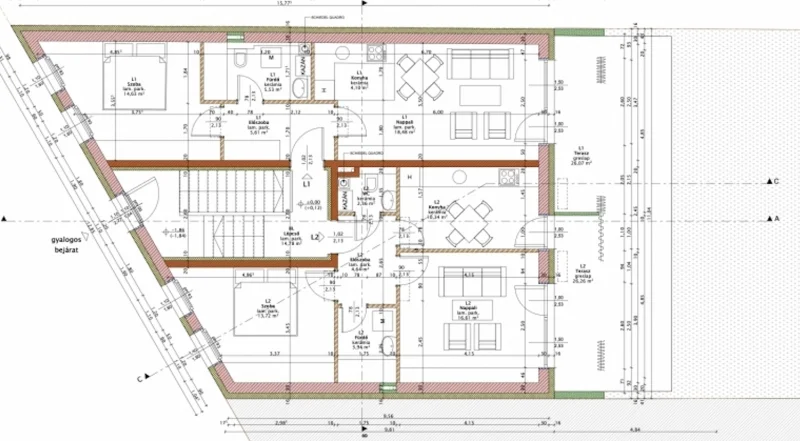 Eladó tégla lakás Pécsen alaprajz