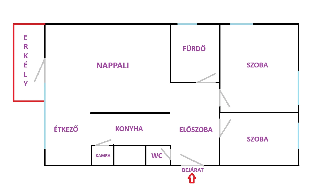 Eladó tégla lakás Budapest 14. ker.en alaprajz