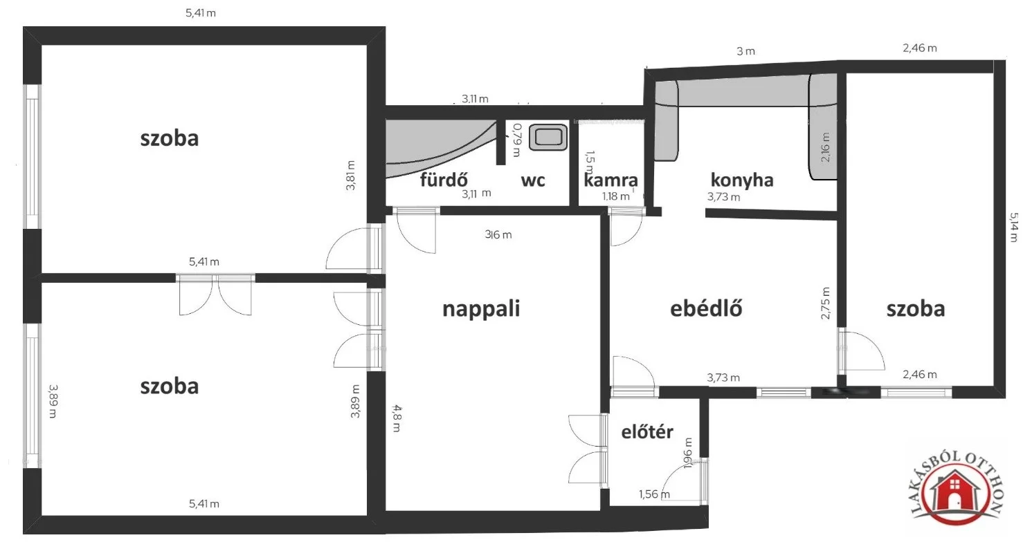 Eladó tégla lakás Budapest 08. ker.en alaprajz