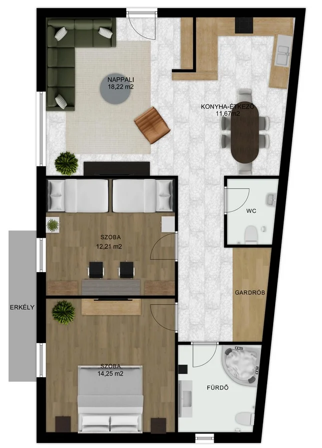 Eladó tégla lakás Pécsen alaprajz