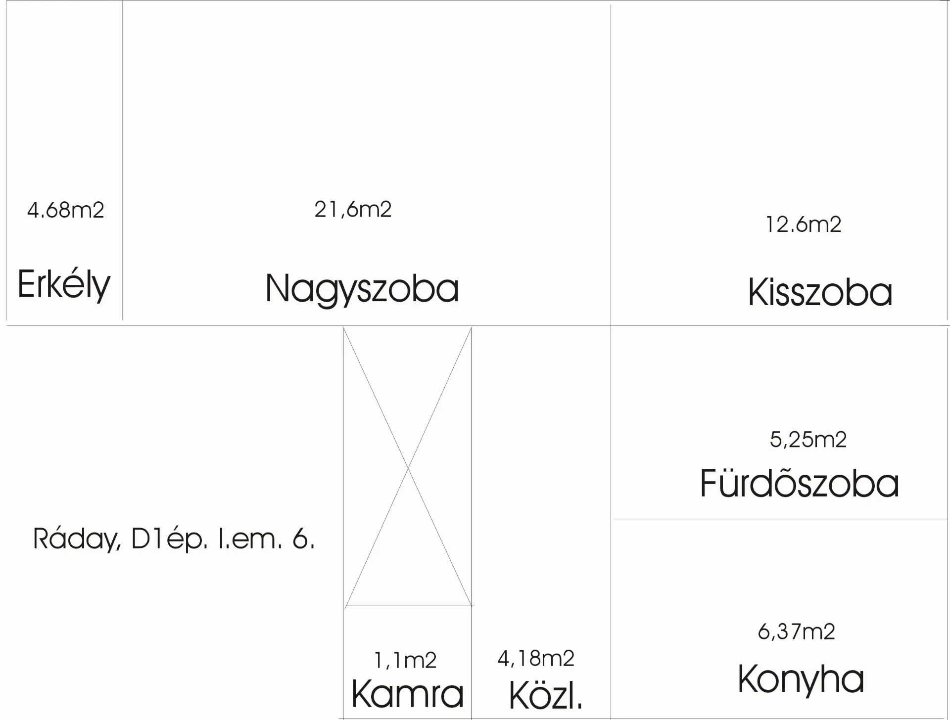 Eladó tégla lakás Makón alaprajz