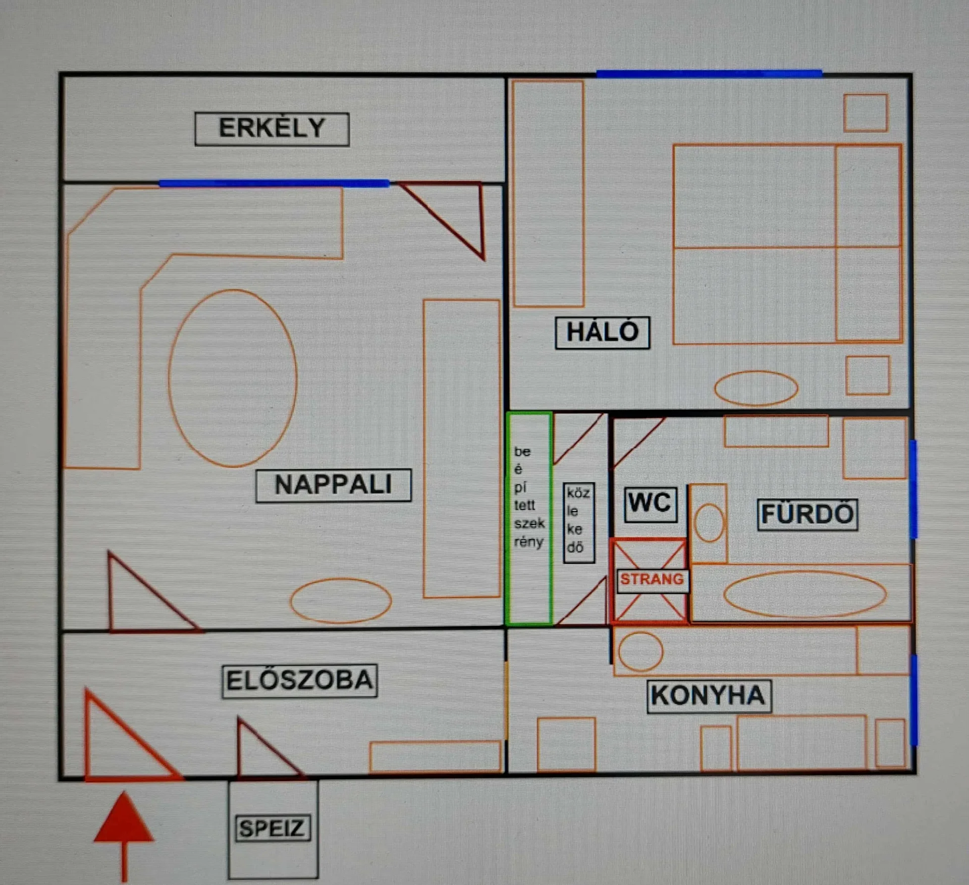 Eladó panel lakás Kecskeméten alaprajz