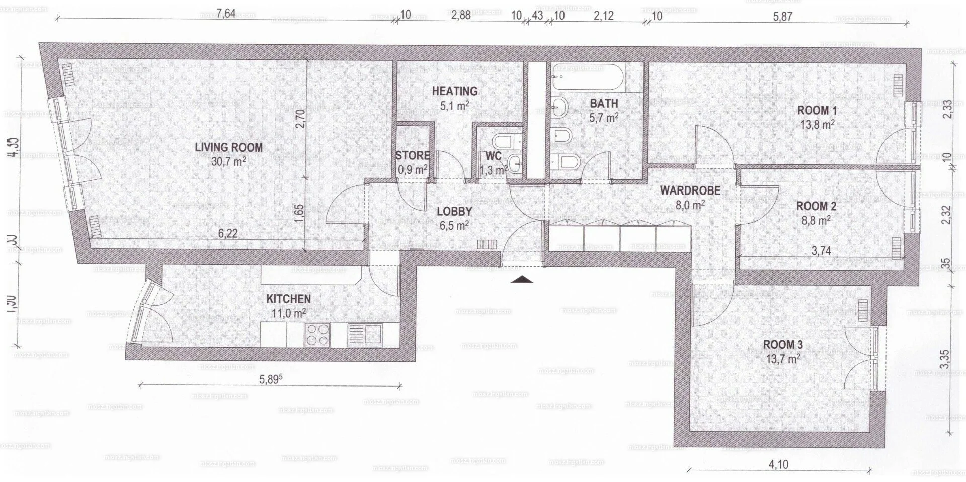 Eladó tégla lakás Budapest 01. ker.en alaprajz