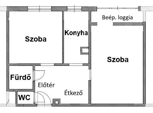 Eladó panel lakás Budapest 03. ker. Búza u. alaprajz