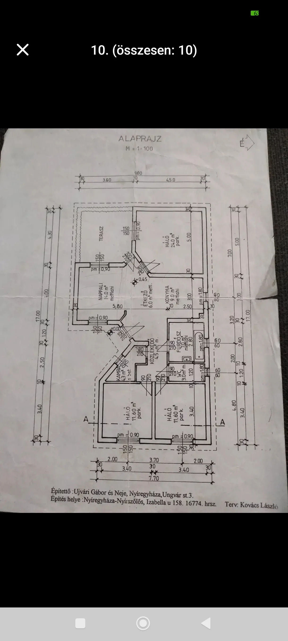 Eladó családi ház Nyíregyházán alaprajz