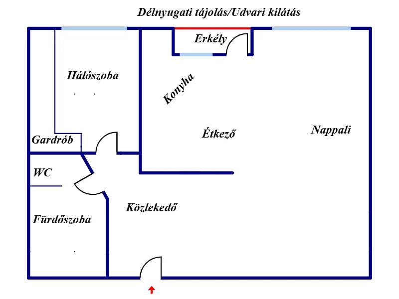 Eladó tégla lakás Nyíregyháza Kossuth alaprajz