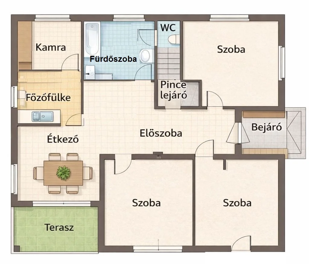 Eladó családi ház Zsámbék Terv utca alaprajz