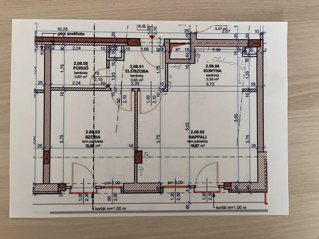 Eladó tégla lakás Budapest 13. ker. Szent László út alaprajz