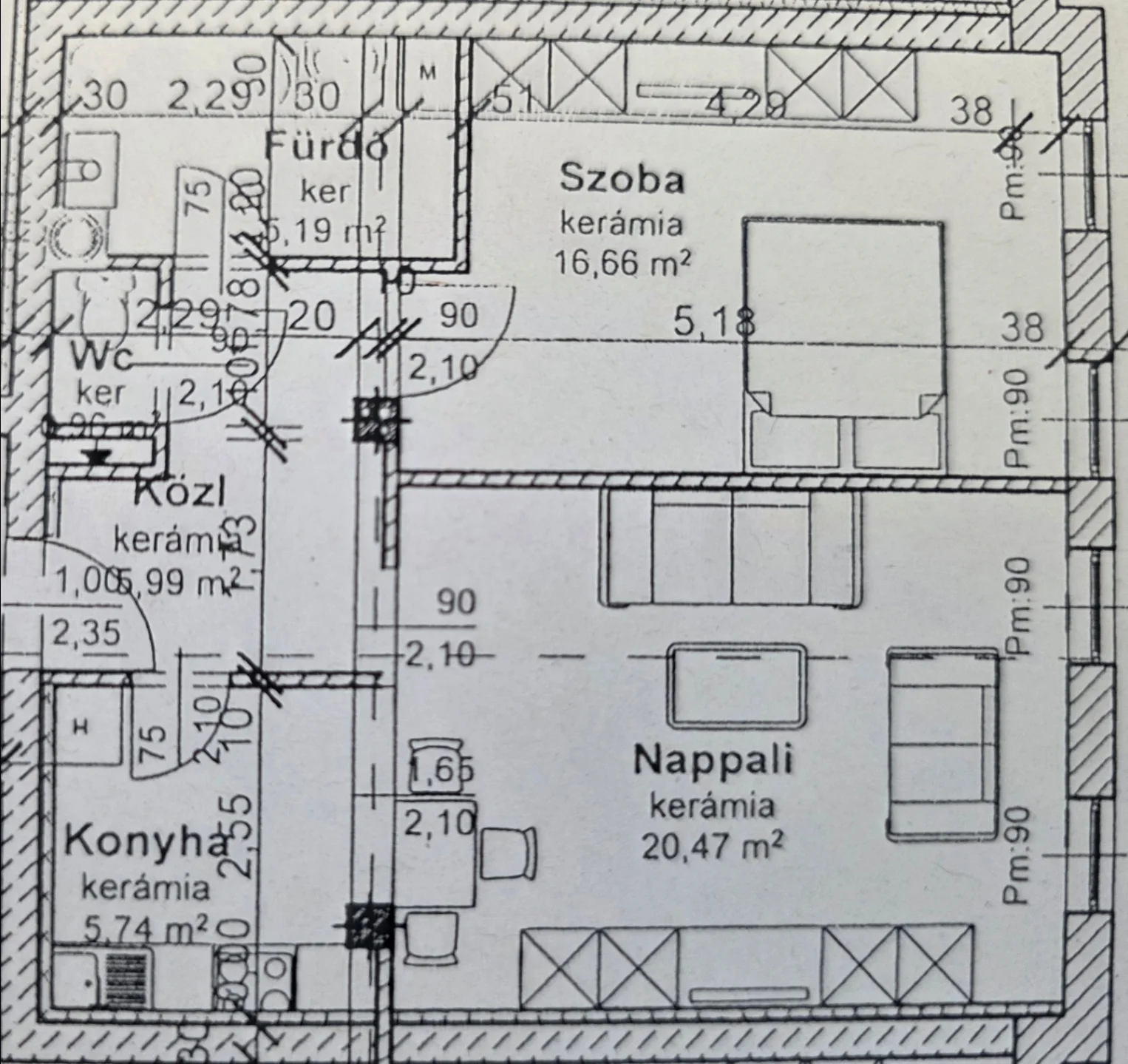 Eladó tégla lakás Nyíregyháza Búza tér alaprajz