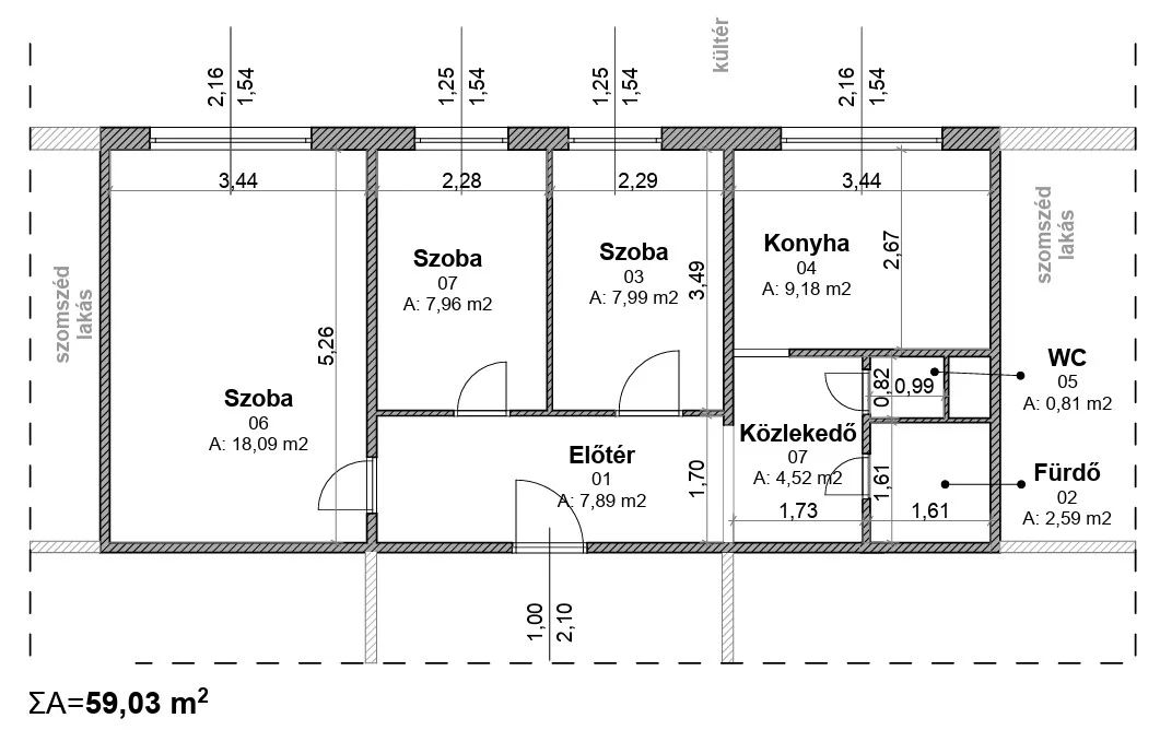 Kiadó panel lakás Budapest 18. ker. Havanna utca alaprajz